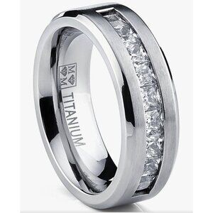 Stunning Silver Titanium Women's Ring with Sparkling Accents